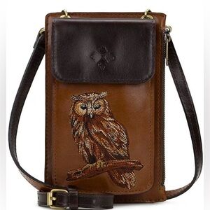 New Patricia Nash Chiavella OWL Embroidered Leather Phone Crossbody